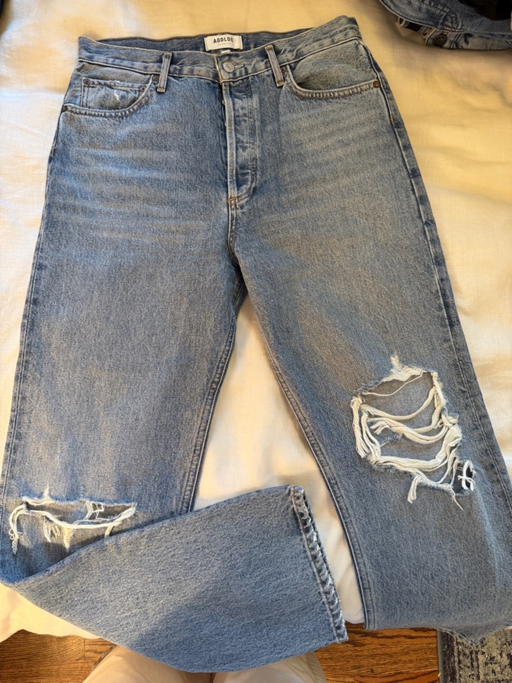 Agolde 90’s Pinch Waist Straight-Leg Distressed Jeans